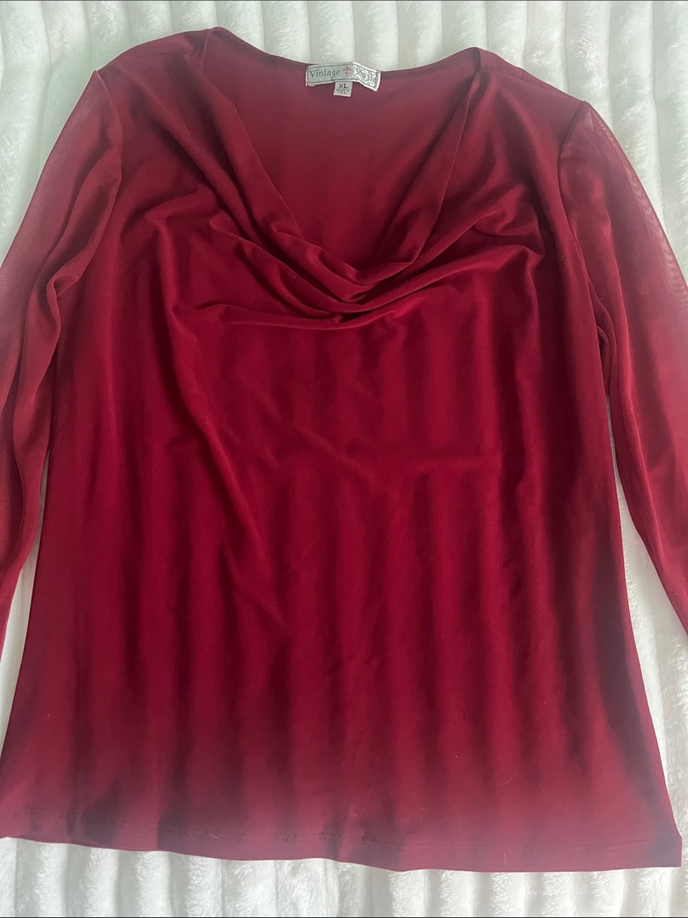 Vintage Suzie Red Draped Neck Top